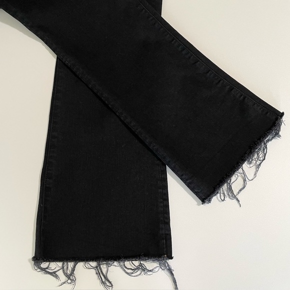 Mother The Hustler Ankle Fray Jean High Waist Flare Raw Hem Not Guilty Black 27 - Picture 13 of 16